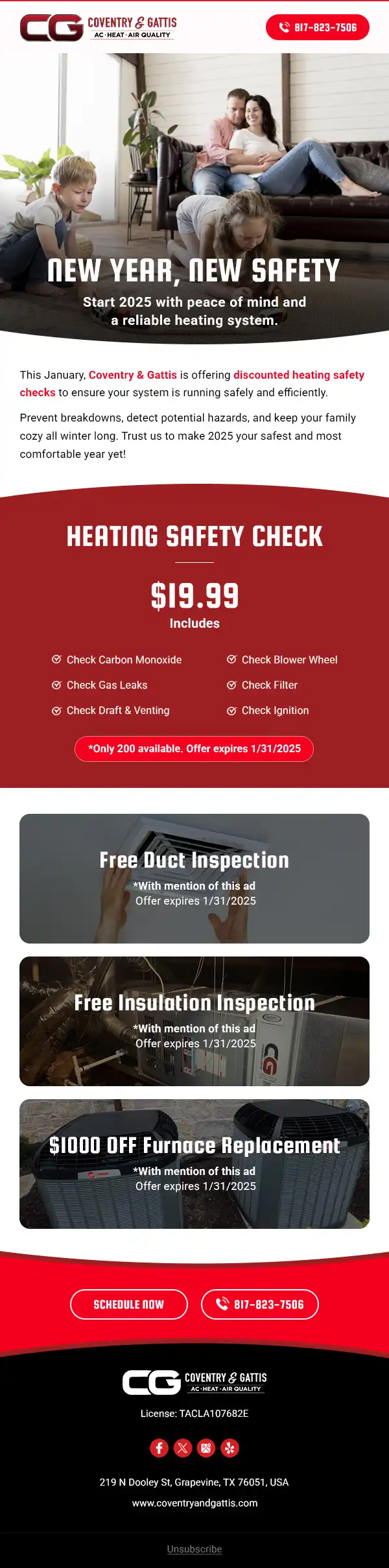 Coventry Gattis Heating Safety Check Email Design V1 – Ingenious Netsoft Portfolio Coventry and Gattis AC Heat Air Quality New Year Heating Safety Check Email Marketing Design – Ingenious Netsoft Portfolio
