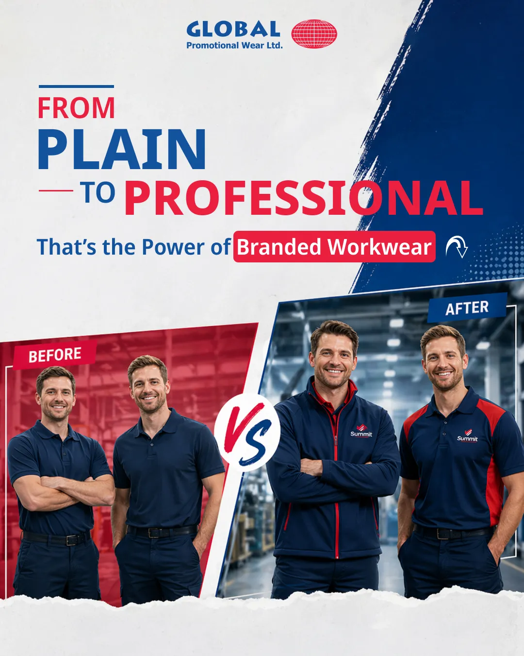 Global Promotional Wear Branded Workwear Social Media Post – Ingenious Netsoft Portfolio Global Promotional Wear From Plain to Professional Branded Workwear Social Media Post Design – Ingenious Netsoft Portfolio