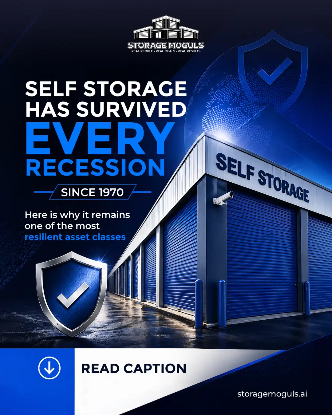 Storage Moguls Self-Storage Recession-Proof Social Media Post – Ingenious Netsoft Portfolio Storage Moguls Self-Storage Has Survived Every Recession Since 1970 Social Media Post Design – Ingenious Netsoft Portfolio
