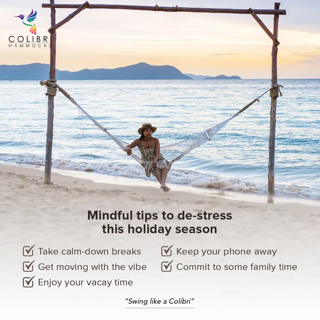 Colibri Hammocks Holiday Season Social Media Post – Ingenious Netsoft Portfolio Colibri Hammocks Mindful Tips to De-Stress This Holiday Season Social Media Post Design – Ingenious Netsoft Portfolio