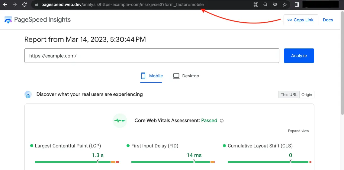 Google PageSpeed insight